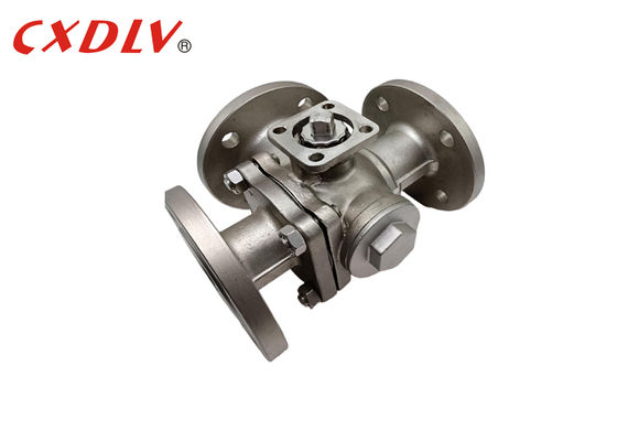 3weg T-Port Flanged Ball Valve met ISO5211 Montage Pad Bare Stem