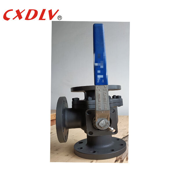 Carbon Steel 3 Way L-Port Flanged Ball Valve met ISO5211 Montage Pad met Handle Lever JIS10K Connection