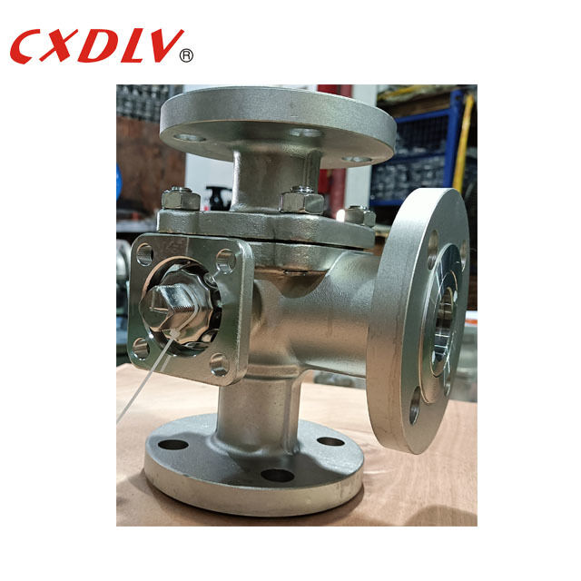 3-Weg Volledige Poort Flens Eind Ball Valve L-Bore PN16 Met ISO5211 TOP