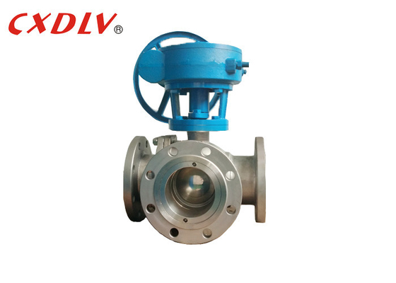 T Port Gear Operation 3-Way Ball Valve Roestvrij staal SS 150LBCF8 CF8M