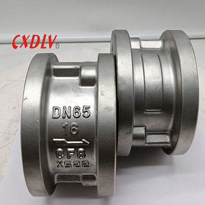 Vlekkeloos staal 304 Wafer Dual Disk Check Valve Pn16 Flanke-eind voor alle flenken tot Pn16