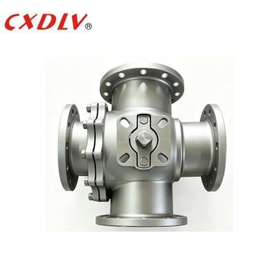4-Way Full Port Flanged End Ball Valve T-Bore PN16 met ISO5211 TOP