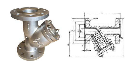 DN200 roestvrij staal Y Strainer Valve Flanged Ended Filter met 40Mesh PN16 RF
